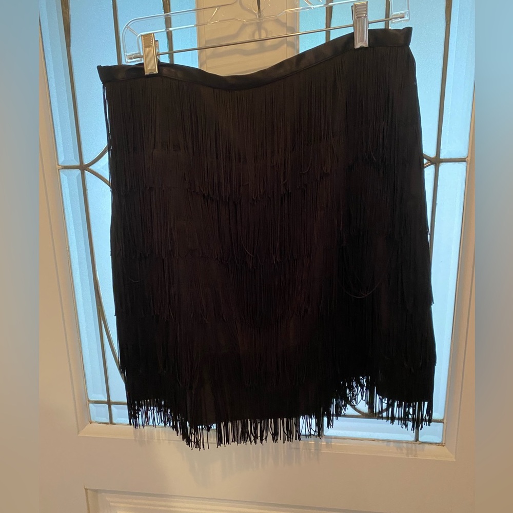 Black Fringe Mini Skirt